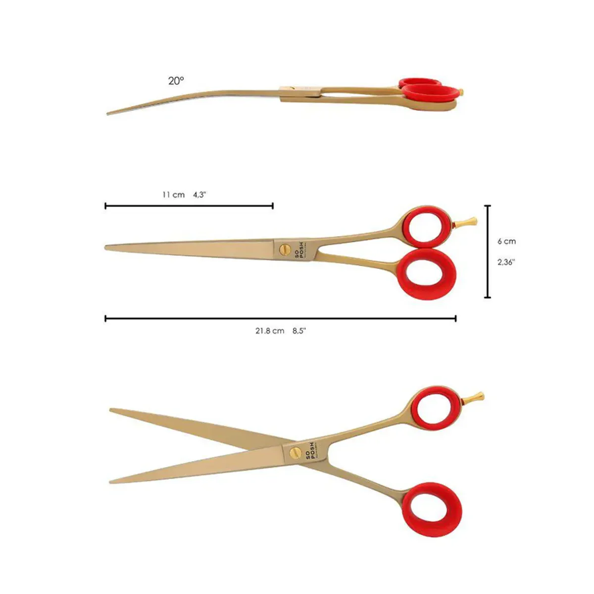 Curved scissors 8,5``satin gold CRV85-G, SoPosh
