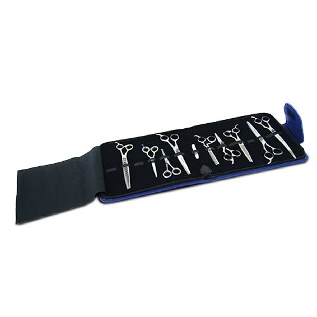 Skinn Etui for 12 sakser blå & rosa, Ibanez